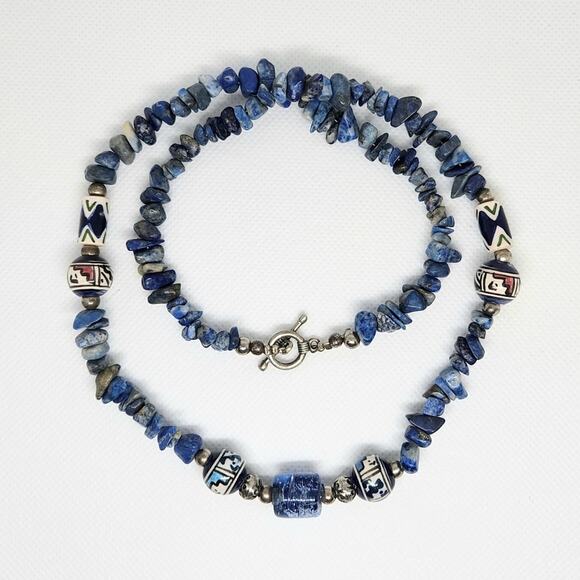 Vintage Native American Inspired Necklace | Hand-Painted Tribal Jewelry - Picture 2 of 5